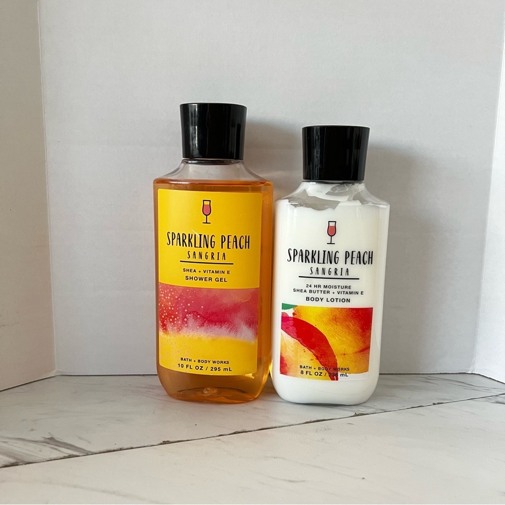 Bath & Body Works Sparkling Peach Sangria Shower Gel And Lotion 24 HR Moisture